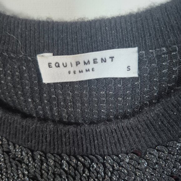 Equipment Black sparkle sequin sweater - Picture 5 of 7